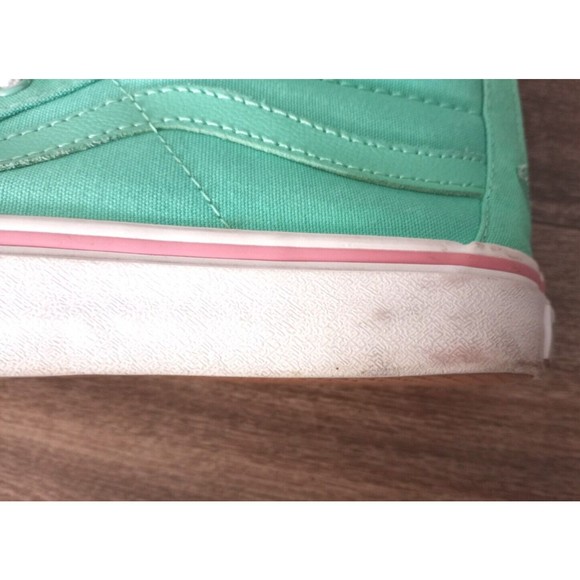Vans Sk8 Womens 7.5 Sea Green Pink Hi Top Skate Shoes - Picture 10 of 11